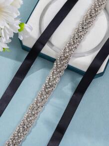 1pc Women Rhinestone Decor Luxury Bridal Belt For Wedding Party Royal. Valentine's Day Accessories,Elegant,Birthday - Black - View 1