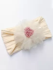 1pc Lace Flower, Bow & Crown Design Baby Headband, Ideal For Daily Wear Or Gift Love Valentine - Beige - View 2