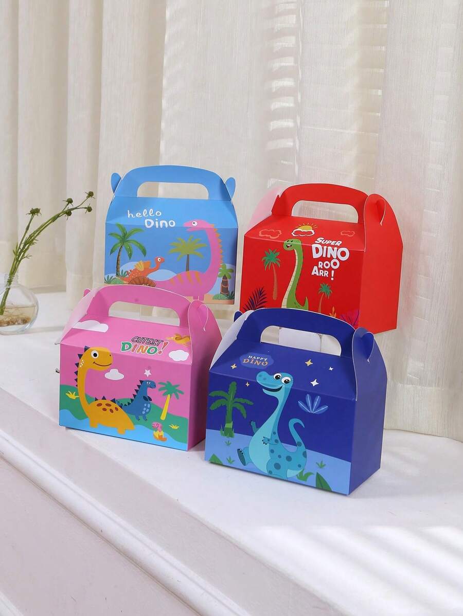 12pcs/Set 16*9*9CM Printed Mini Dinosaur Pattern Gift Boxes, Party Favor Boxes For Birthday, Holiday Celebration, Gift Packaging,Christmas Valentine Day - Multicolor - View 1