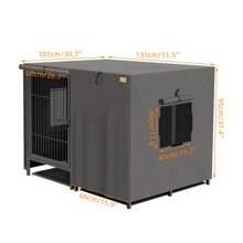 BingoPaw Extra Large Pet Cage With Removable Metal Divider, Heavy Duty Dog Crate With Waterproof Cover For 2 Dogs - Black - View 7