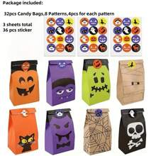 24/32/40/48pcs Halloween Candy Bags With Stickers - "Trick Or Treat" Themed Candy Bags, 8 Different Designs, Suitable For Party Favors, Candy Bags With Fun Sticker Sets, Great For Halloween Party Activities And Gifts - Multicolor - View 16