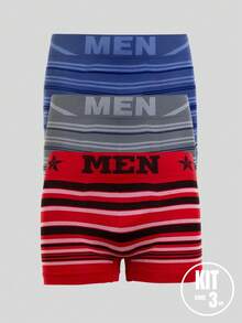 Kit Com 3 Cuecas Masculina Boxer Man Confortável Poliéster Estiloso Roupa Íntima Para Homens Ajuste Perfeito Uso Dia-a-Dia Alta Qualidade Toque Suave Suporte Excelente