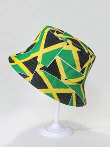 1pc Unisex Jamaica Flag Printed Bucket Hat - Multicolor - View 1