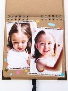 1pc 2024 New Popular 8-Inch DIY Photo Album, Vintage Corner Album, Creative Coil Scrapbook, Handmade Gift Album, Super Thick 30-Page Album To Record Memories, Vintage Couple Handmade Family Photo Album, Blank Loose-Leaf Kraft Paper Sketchbook,Back To School,School Supplies