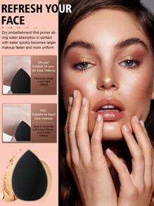 6PCS Makeup Sponge,Suitable For Cream & Powder Concealer, Loose Powder Makeup Applicator,Makeup,Cheap,Room Decor,Vanity,Travel,Bedroom,Makeup Accessories,Puff,Makeup Blender,Powder Puff,Makeup Sponge,Cheap,Stocking Stuffers,Makeup,Makeup Tools,Cheap Stuff,Gifts,Gifts For Women,Christmas Gifts - Black - View 2