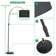 1pcs 1-Light Hanging Fabric Shade Floor Lamp Black Modern Adjustable Drum Floor Lamps Tall Pole Lamp For Living Room Bedroom Office - 查看 9