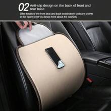 Car Long Mesh Linen Seat Cushion Square Grid Design, Universal All-Season Non-Slip Cover - Grey - View 3