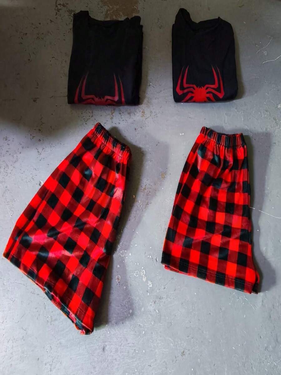 Dúo de pareja pijama 4 piezas 2 Shorts y 2 playeras unitalla ligera y divertida - Negro - Ver 1