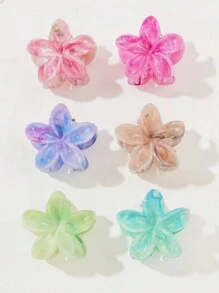 6pcs/Set Random Color Gradient Floral Design Hair Clips, Korean Style Acetate Ester Daisy Flower Hair Accessories Accessories - Multicolor - View 5