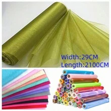 1 件白色欧根纱面料桌面装饰中心装饰品，节日派对装饰，沙特国庆节，婚礼欧根纱蝴蝶结椅背装饰，背景装饰，DIY 楼梯花环，尺寸：29 厘米宽，2100 厘米总长，万圣节装饰，家居装饰万圣节派对 - 彩色 - 查看 23