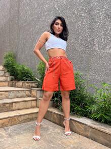 Marrant Fabric Shorts - trái cam - Xem 4