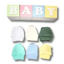 Kit 6 Pairs Newborn Baby Gloves 100% Plain Cotton Boy Girl Layette Maternity Glove RN Suedine Male Female Glove - 藍色 - 查看 3