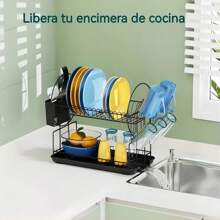Escurridor De Platos Cocina De 2 Niveles De Acero Al Carbono