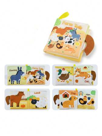 1 套柔软布质婴儿书玩具，彩色布质婴儿学习书（农场丛林海洋冰川昆虫鸟类）