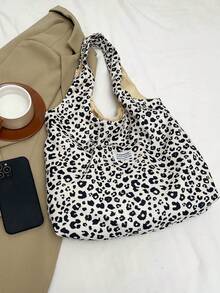 Leopard Pattern Shopper Bag   Leopard Print Beach Bag, A Must-Have Bag For Holiday Travel - Beige - View 10