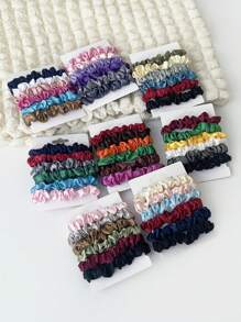 24pcs/Set Solid Color Cute Polyester Fiber (Polyester) Party Casual Simple Basic Hair Ties, Ponytail Holders, Elastic Hair Bands, Hair Accessories Combo For Men And Women, All Seasons