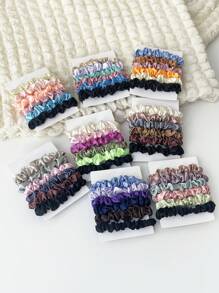 24pcs/Set Solid Color Cute Polyester Fiber (Polyester) Party Casual Simple Basic Hair Ties, Ponytail Holders, Elastic Hair Bands, Hair Accessories Combo For Men And Women, All Seasons