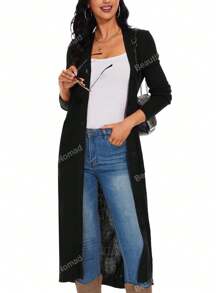 Beautiful Nomad Solid Longline Dual Pocket Button Front Cardigan