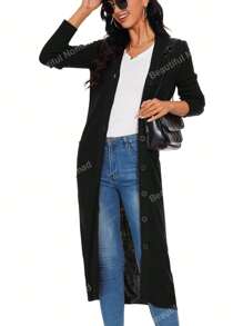 Beautiful Nomad Solid Longline Dual Pocket Button Front Cardigan
