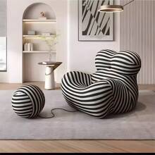 Embrace Sofa, Black And White, Cloth, Waist Support Home Theater Sofa, Bedroom Living Room Recliner Sofa