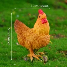 3 piezas Adornos miniatura decorativos de resina de gallo, gallina y pollito - Multicolor - Ver 5