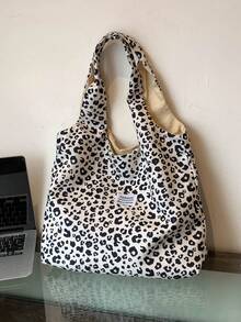 Leopard Pattern Shopper Bag   Leopard Print Beach Bag, A Must-Have Bag For Holiday Travel - Beige - View 6