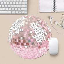 1pc Cute Glitter Ball Mouse Pad, Round Office Desk Pad With Anti-Slip Rubber Base, Small Mini Travel Mousepad For Laptop, Notebook, Office, Home, Study And Gaming, 8"X8"X0.08"