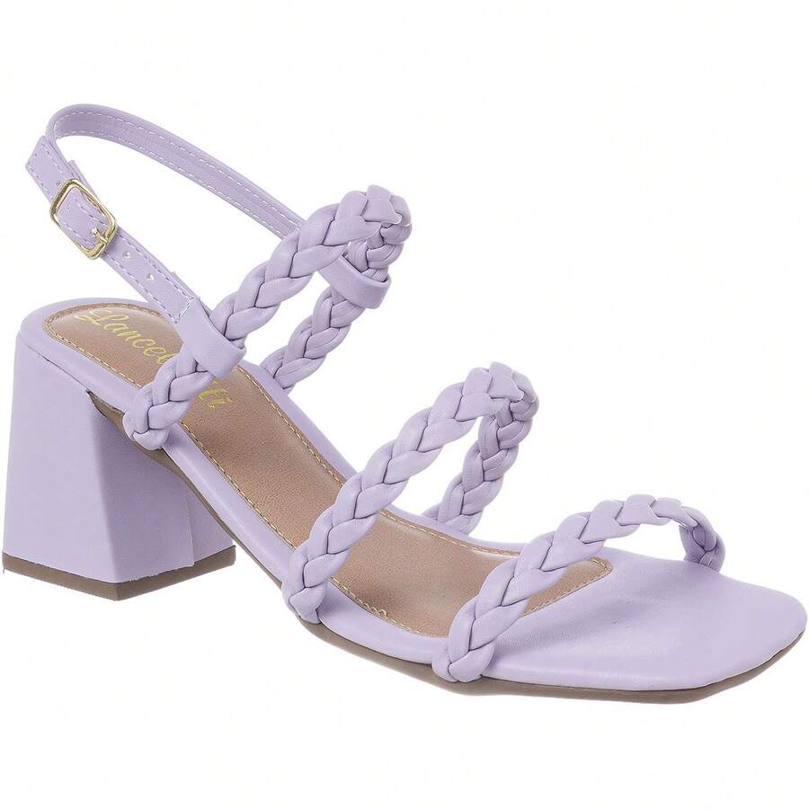 Women's Medium Thick Heel Sandal Comfortable Braided Straps - Lilac Purple - View 1