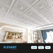 Art3d 12Pcs 3D Wall Panels,PVC Drop In &Glue Up Decorative Ceiling Tile For Home Decor,Living Room, Hall, Bedroom, Hotel, Office,Waterproof,Fire Rated,2'x2',48sqft