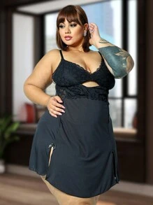 Kit With 6 Women's Plus Size Pajamas Nightgowns With Lace And Side Slits Casual Sensual Smooth Elegant Comfortable Ideal For Nights Large Size Sleepwear Models Curves Style - 彩色 - 查看 6