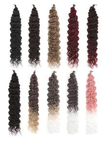 Crochet Hair 24 Inch Synthetic Curly Crochet Hair Water Wave Crotchet Hair Curly Braiding Hair Extensions For Women Girls Daily - Multicolor - View 7