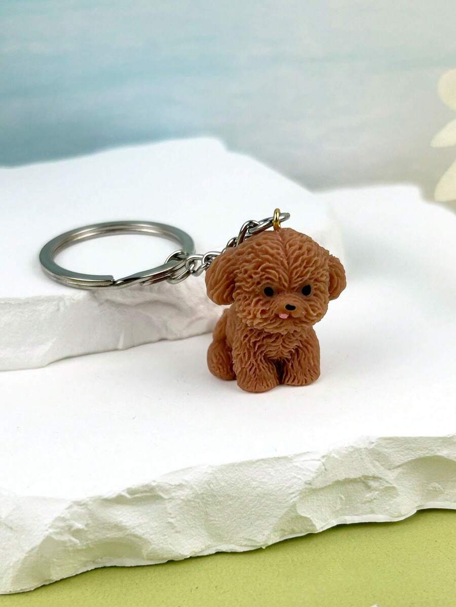 1 chiếc móc khóa hình chó bông đáng yêu chân thực, thích hợp cho chìa khóa xe, vật dụng trang trí, móc khóa kèm ví hoặc phụ kiện móc khóa quà tặng lưu niệm phụ kiện xe hơi túi xách phụ kiện trường học dễ thương phong cách Goth Y2k phụ kiện túi xách dây đeo có ngăn đựng thẻ ID phụ kiện xe hơi túi xách phụ kiện - màu nâu - Xem 1