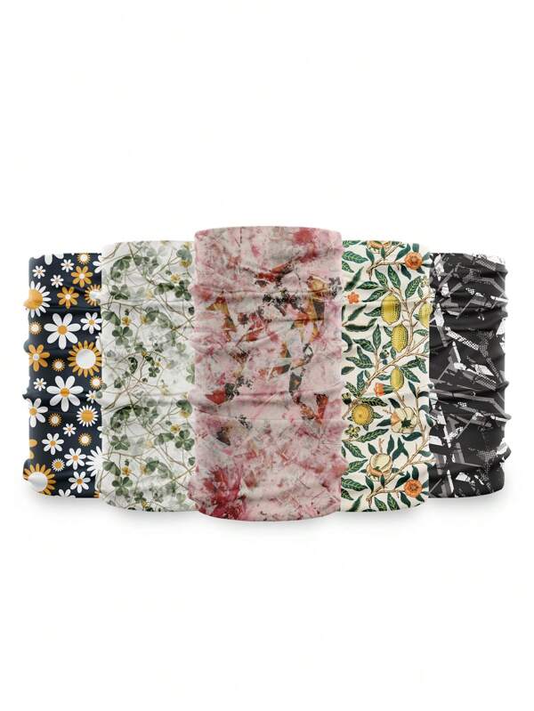 Bandana tubular para ciclismo com estampa digital em estilo pastoral, de seda sintética lavável, com proteção UV, absorção de suor e versatilidade
