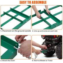48" /72" /96" Width Driveway Drag, Drag Harrow Driveway, Grader Landscape Power Rake For ATV, UTV, Tractor, Mower, Tow Behind Yard Lawn Leveling Tool With Heavy Duty Chain