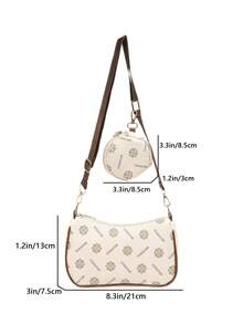 新款女士时尚单肩包，PU 皮革拉链斜挎包，简约购物设计 - 白色 - 查看 8