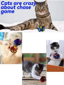 猫用皱褶球，闪亮且可缓解压力的皱褶球，适合多只猫玩耍，非常适合小猫和成年猫 2 件、4 件、6 件、8 件、情人节、猫/狗礼物