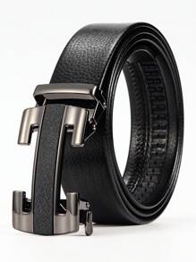 Cinturón para hombres con hebilla automática, cinturón con letras, cinturón de moda casual de negocios, adecuado para fiestas, Día del Padre, regalo del Día de San Valentín. Verano, casual escolar, negocios, regalo para novio, esposo, padre, hombre, uso diario, moda, adolescente, al aire libre, vacaciones, atlético, viaje, calle, bohemio, vintage