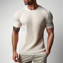 Playera Hombre, Tejido Tipo Waffle Manga Corta - Crema - Ver 1