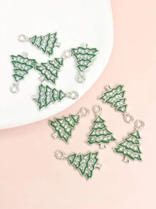 10 件精致小巧圣诞树造型水钻镶嵌珐琅饰物 - 非常适合 DIY 项链、手链、耳环钥匙扣和任何其他链饰，为家人和朋友制作时尚珠宝礼物 - 非常适合节日家庭派对场景装饰 - 聖誕樹 - 查看 11