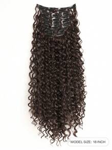 Kẹp Trong Tóc Màu Nâu Đen Tự Nhiên 18 Inch 7 Bộ Dài Xoăn Tóc Tổng Hợp Bộ Tóc Giả Dành Cho Nữ cô Gái Sử Dụng Hàng Ngày - Màu nâu tối - Xem 3