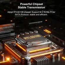 RSHTECH USB 3.2 GEN 2 10Gbps High Speed SSD Enclosure With Type C To USB A Adapter Cable M.2 NVMe PCle SATA Dual Protocol SSD Case For SSD Support UASP Directive - Grey - View 4