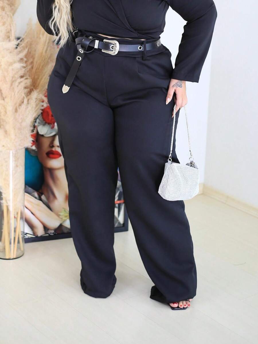 Plus Size Pants - Black - View 1