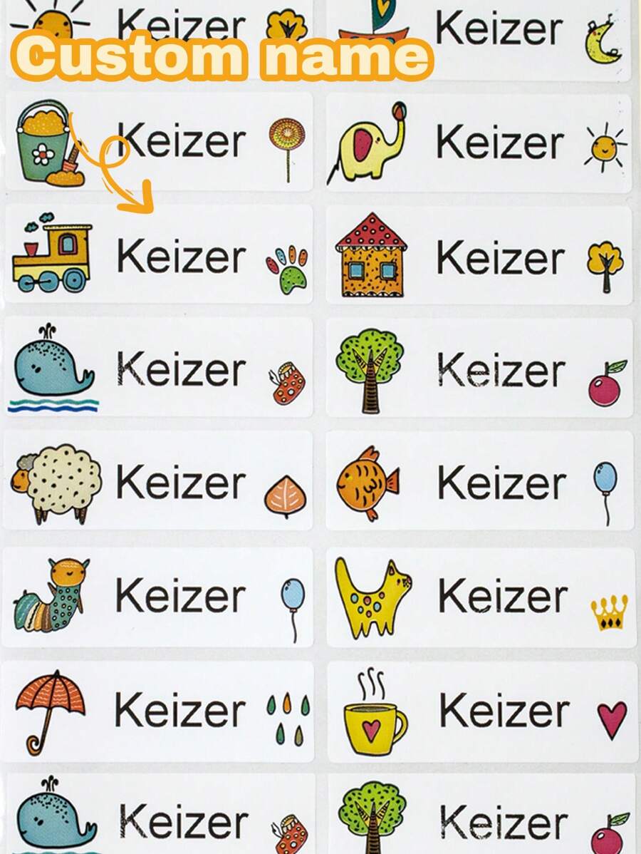 Custom Waterproof Stickers, Personalized Name Label Stickers, Custom Name Labels, Customizable Stickers, Stickers For Kids, Cute Stickers, Cartoon