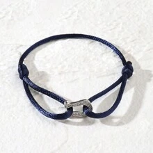 1 pieza Brazalete metálico ajustable con piedras de fantasía simple y de moda, amuleto de la suerte colorido para uso diario por mujeres