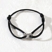 1 pieza Brazalete metálico ajustable con piedras de fantasía simple y de moda, amuleto de la suerte colorido para uso diario por mujeres