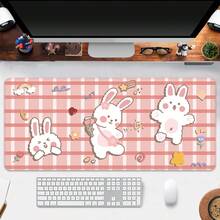 Cute Cartoon Rabbit Mouse Pad, Desk Pad, Large Keyboard Pad, Rubber Anti-Slip Texture, All-Round Edge Locking, Pink Mouse Pad - 60x30x0.2cm - View 8