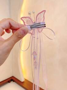 1 par (2 piezas) Pasador de pelo con borlas en forma de mariposa de estilo tradicional chino, accesorios para el cabello de niñas, para traje hanfu, escuela, actuación, sesión de fotos, atuendo diario