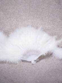 1 件时尚夏季羽毛手扇适用于舞台表演、广场舞、摄影、广告、旗袍秀、车展情人节 - 白色 - 查看 4