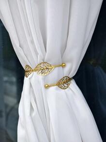 1pc/3pcs Metal Leaf Shaped Curtain Tiebacks, Adjustable Curtain Holdbacks, Home Decor Accessories - Multicolor - View 7