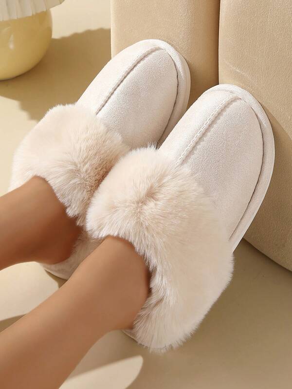 Chinelos felpudos masculinos e femininos, chinelos de pelúcia forrados quentes para uso interno e externo com sola grossa, antiderrapante, para outono e inverno